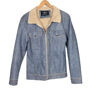 Barabas Faux Denim Zip Up Fleece lined Jacket Men’s